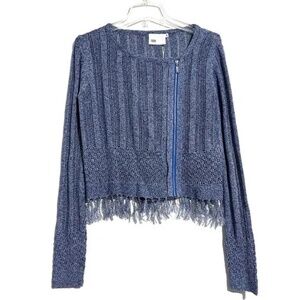 Yoon Cropped Linen-Blend Crochet Zip Up Cardigan